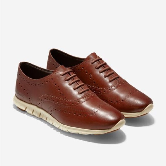 Cole Haan ZeroGrand Leather Wingtip Oxford In Color Woodbury Size 7.5 - Picture 1 of 5
